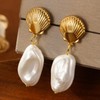GZQ Gold Shell Drop Dangle Earrings for Women Chunky Statement