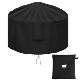 OKPOW Fire Pit Cover 75cm, Firepit Covers Waterproof Round-600D,Anti-UV,Heavy Duty Rip Proof Oxford Fabric Firepit Cover,Round Fire Pit Covers- Black(75 * 60cm)