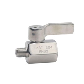 Mini Ball Valve, 1/8 Inch Female and Male Thread Shut-off Valve PN63 Stainless Steel Sanitary Fitting for Water Oil Gas (Silver)