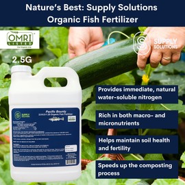 Supply Solutions OMRI Listed | Organic Liquid Fish Fertilizer - Fish Fertilizers for Plants, Lawns, and Garden - The Best Fish Emulsion Fertilizer and Plant Food for House Plants (2.5 Gallon)
