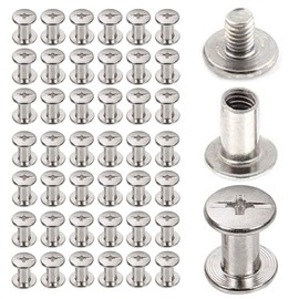 Pack of 45 Chicago Screws 304 Stainless Steel Cross Screw Rivets for DIY Leather Decoration Bookbinding (5 x 6 mm, 45 Pieces)