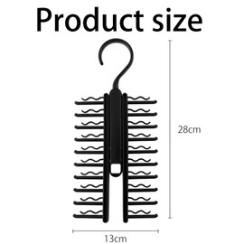 Tie Rack,Pack Tie and Belt Hanger for Wardrobe,Tie Rack Tie Holders Organizer for Closet,Rotating Tie and Belt Hanging Groove,Tie Rack Organizer Hanger Non-Slip Clips Hold(Black)