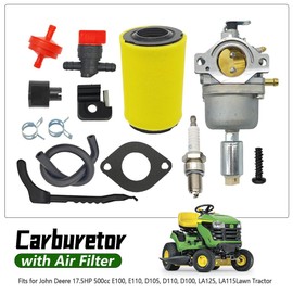 E100 Carburetor w/Air Filter Compatible with John Deere 500CC 17.5HP E100 E110 Lawn Tractor Carb Carburetor Kit