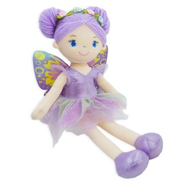 June Garden 16" Enchanted Garden Fairy Doll Yaritza - Plush Stuffed Soft Doll Girl Gift - Purple Outfit and Wings