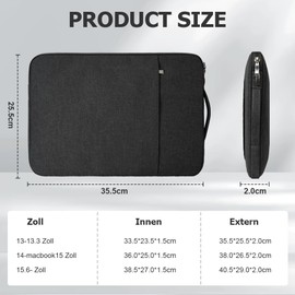 Flintronic 13/14/15.6 Inch Laptop Bag, Laptop Case with Handle, Laptop Bag Protective Case, Waterproof, Laptop Sleeve Case, Notebook Case Compatible with