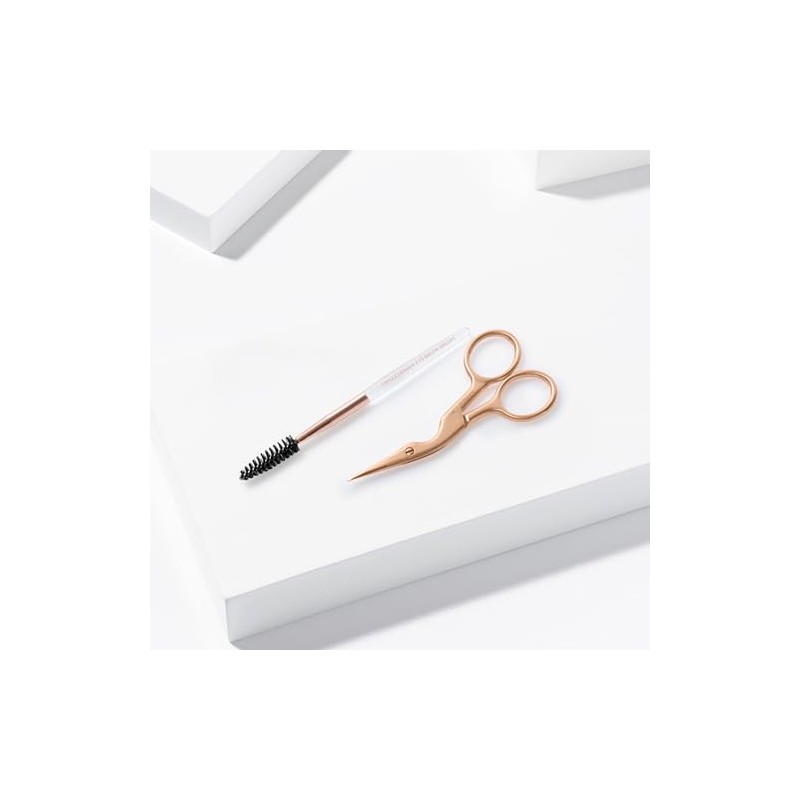 Tweezerman Rose Gold Brow Shaping Kit, Scissors & Brush (Set