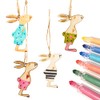 Logbuch-Verlag 5 Easter Bunnies Made of Wood, Natural, 8.5 cm