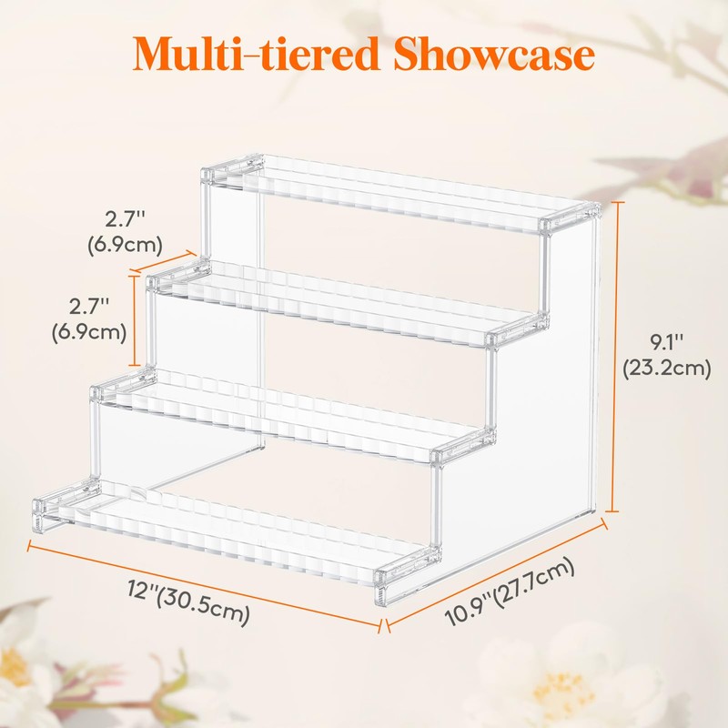 Lifewit 4 Tier Clear Display Riser Stand with Decorative Secure