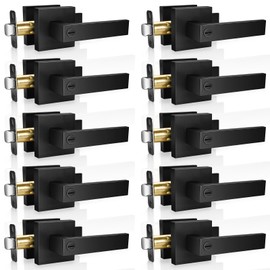 Onateel 10 Pack Modern Black Door Handles Privacy Door Levers Black Door Knobs Interior Heavy Duty Reversible Door Locks Keyless Square Interior Door Handle