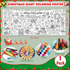 PHOGARY Christmas Giant Coloring Poster Tablecloth, 30 x 72 Inch Large Christmas Coloring Poster DIY Jumbo Coloring Poster Christmas Crafts for Kids Home Classroom Wall Christmas Decorations