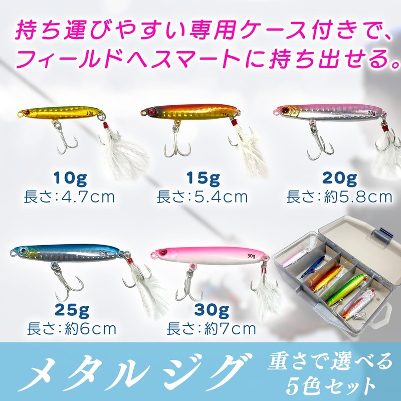 eeldog Metal Jig 5 Color Set with Case (20g)