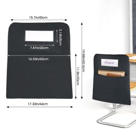 Transni 2 Pcs Black Chair Pockets for Classrooms, 20 X 17 Inch Seat Sacks for Classroom Chairs K-2 with Name Tag for Organizing Classroom Supplies Fits Students School Office College