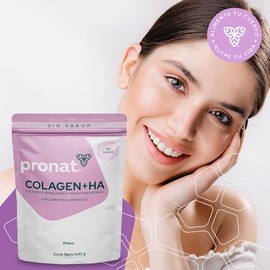 Pronat Colágeno Hidrolizado Ácido Hialurónico Suplemento Alimenticio Sabor Natural Bolsa 500 Gramos