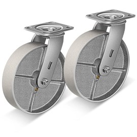 FOVERSWIVE 8"x2" Industrial Casters- Heavy Duty casters,Cast Iron Wheel,Steel Casters Capacity up to 3000 Lb. Use for Platform Truck, U-Boat Cart,Workbenches(2 Swivel)