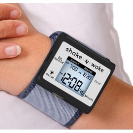 Tech Tools Vibrating Alarm Clock - Shake N Wake - Silent Alarm Wristband Watch - with Dual Alarms (Black)