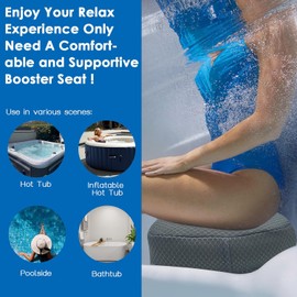 Hot Tub Booster Seat for Adults, 5 Inch Thick Supportive Cushion with Non-Slip Bottom, Weighted for Quick Sink Without Float, Spa Booster Seat for Hot Tub (Including Inflatable), Pool Gray