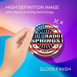 1 x Round Coaster - Colorado Springs USA American Map Cork Backed MDF Glossy Tea Coffee Accessory #6071