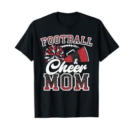 Loud Proud Football And Cheer Mom Cheerleader Mom Mama Red T-Shirt