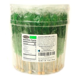 Extra Large Rock Candy Sticks: 36 Green Crystal Rock Candy Sticks - Green Apple - Individually Wrapped for Party Favors, Candy Buffet, Birthdays, Baby and Bridal Showers, Old Fashioned Espeez Candy