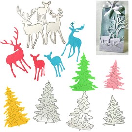 Kungfu Mall Christmas Deer Cutting Dies and Christmas Tree Cutting Dies for DIY Scrapbooking Album Paper Card Making Decor Tool