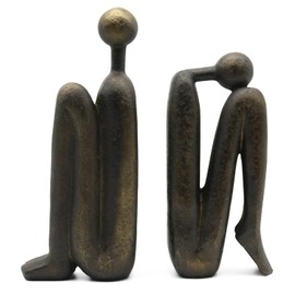 Lukitas Thinker Sujetalibros Decorativos, Soporte de Libros Antideslizante, Extremos de Libros para Estantes Sala de Estar Oficina Decoración del Hogar, Resina, 1 Par/2 Piezas 9''