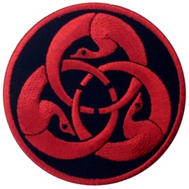 EmbTao Hagakure Red Black Embroidered Iron On Sew On Patch
