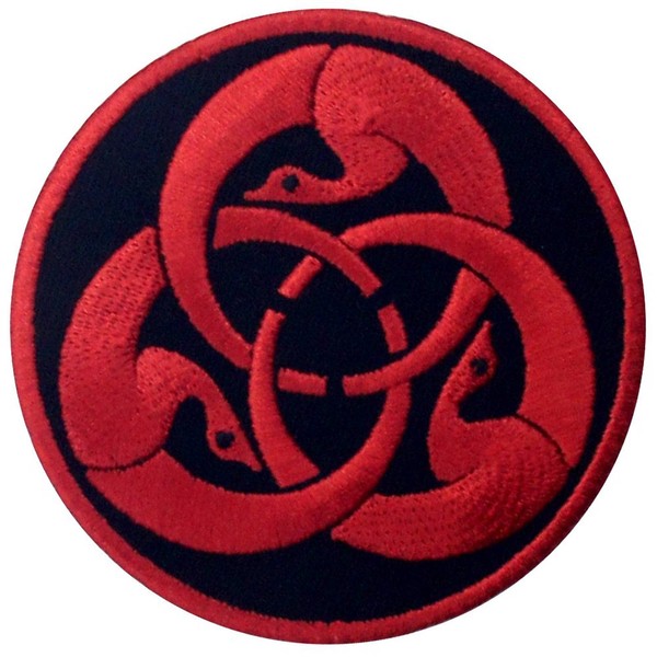 EmbTao Hagakure Red Black Embroidered Iron On Sew On Patch