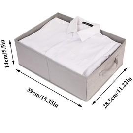 AYVANBER Decorative Storage Boxes for Organizing Clothes in a Dresser Collapsible Fabric Storage Bins Organizer Set with Handles for Bedding Clothes Toys Socks and More (4 Pack Light Grey)