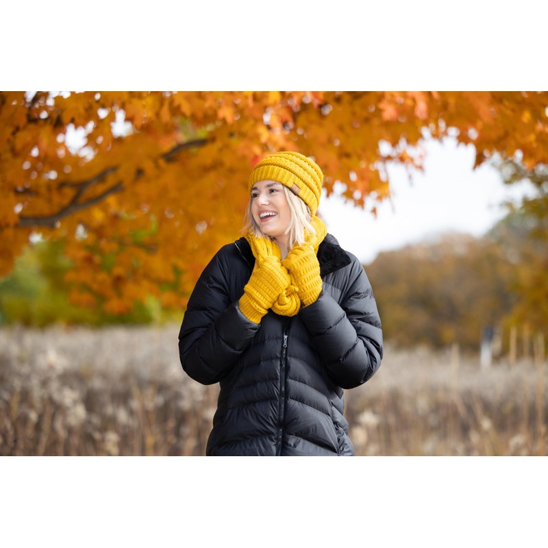 Funky Junque Beanie, Glove, & Scarf Bundle: Navy
