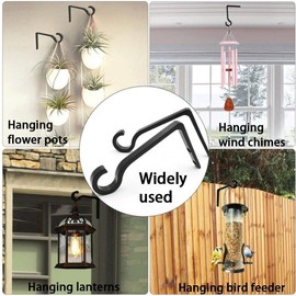 PACIOCEAN 2Pcs Heavy Duty Metal Wall Hook Straight Plant Hanger Hanging Basket Bracket Set,Bird Feeders, Wind Chimes, Plants, and Flowers,Iron Hanging Plant Brackets for Hanging Plants Outside