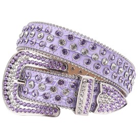 MINGSUN Rhinestone Belt for Men Women, Western Leather Belts Sparkle, Cowgirl Cowboy Shining Diamond Studded Crystal Belt for Jeans