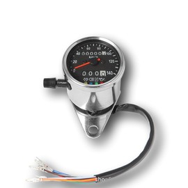 ENN LLC Motorcycle LED Mini Speedometer 140km Display Black with Trip Meter Indicator (Silver x Black)