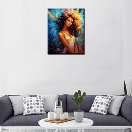 Tucocoo African American Woman Paint by Numbers Kits 16x20 inch Canvas DIY Oil Painting for Adults with Brushes and Acrylic Pigment - Afro Black Girl Picture for Home Decor Gifts (without Frame)