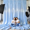 10x10 ft Blue Glitter Backdrop Curtain for Parties, Wrinkle Free