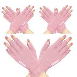 GSAFEME Cotton Gloves for Dry Hands - Fingerless Touchscreen Moisturizing Gloves for Sleeping - Cotton Eczema Gloves for Men and Women, Pink S/M 3 Pairs