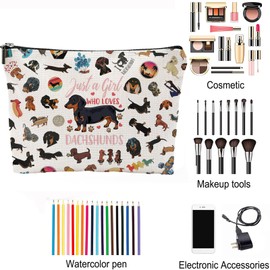 NONETH Dachshund - Regalos para mujer, bolsa de maquillaje para amantes de los perros, regalos de perro Weiner para mujer, bolsa de cosméticos con cierre, regalo de cumpleaños para el día de San
