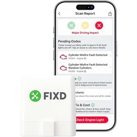 FIXD Bluetooth OBD2 Scanner for iPhone & Android - Diagnostic Scan Tool for Repairs and Car Buying - Check Engine Code Reader & Enhanced Codes - (1 Pack w/Free 14-Day FIXD Premium Bundle)