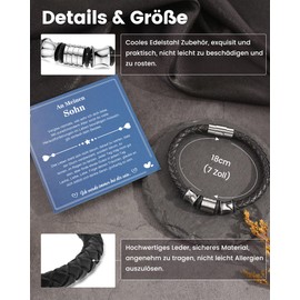 CheersLife Son Gift from Mum to My Son Bracelet Gift for Son Gifts 18th Birthday Boy Christmas Gifts for Men Teenager Boy Gift Ideas Graduation Son Bracelet Leather, Leather Stainless Steel, Bead