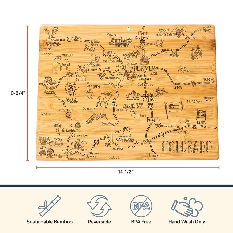 Totally Bamboo Destination Colorado Shaped Cutting Board – Bamboo Charcuterie
