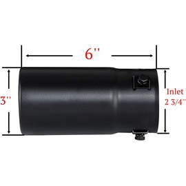 Pack of 2 Black Exhaust tip - Fit 1.75 to 2.5 Inch Exhaust Tail Pipe Diameter- Black Coated Stainless Steel - Car Muffler Tips