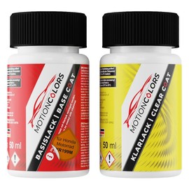 MOTIONCOLORS Orange Pearl Metallic YR199M für Honda Motorrad Motorradlack Lackstift Set Basislack und Klarlack je 50ml