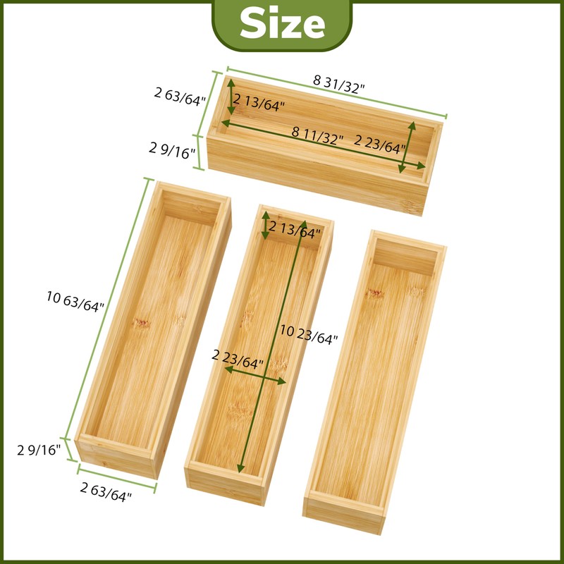 BAMEOS Silverware Organizer, Utensil Drawer Organizer, 4 Slots Kitchen Drawer