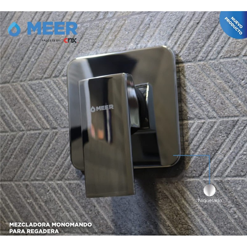 MEER FAUCETS BY CNX Mezcladora Monomando para Regadera de Ducha,