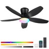 Surtime Flush Mount RGB Ceiling Fans with Lights-36 Low Profile