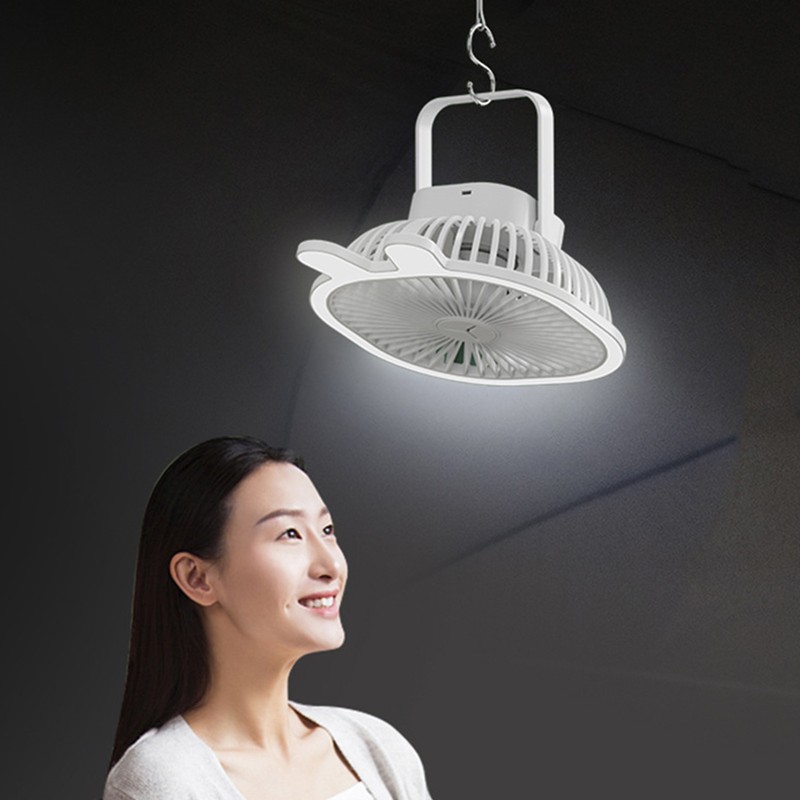 3 Speeds Mini Desk Fan with Light Portable Hanging Folding