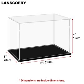LANSCOERY Clear Acrylic Display Case, Assemble Horizontal Display Box Stand with Black Base, Dustproof Protection Showcase for Collectibles Memorabilia Figurines (10x5x4inch;25x13x10cm)