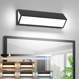 Liilokte LED Modern Bathroom Vanity Light Bar (16-Inch, 5CCT, Dimmable), Modern Acrylic Bathroom Wall Lighting Fixtures Over Mirror, Matte Black