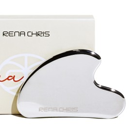 Rena Chris Gua Sha Facial Tools: Stainless Steel Guasha Tool for Face Acupuncture Therapy, Facial Massager for Jawline Sculpting and Puffiness Reducing (Silver)
