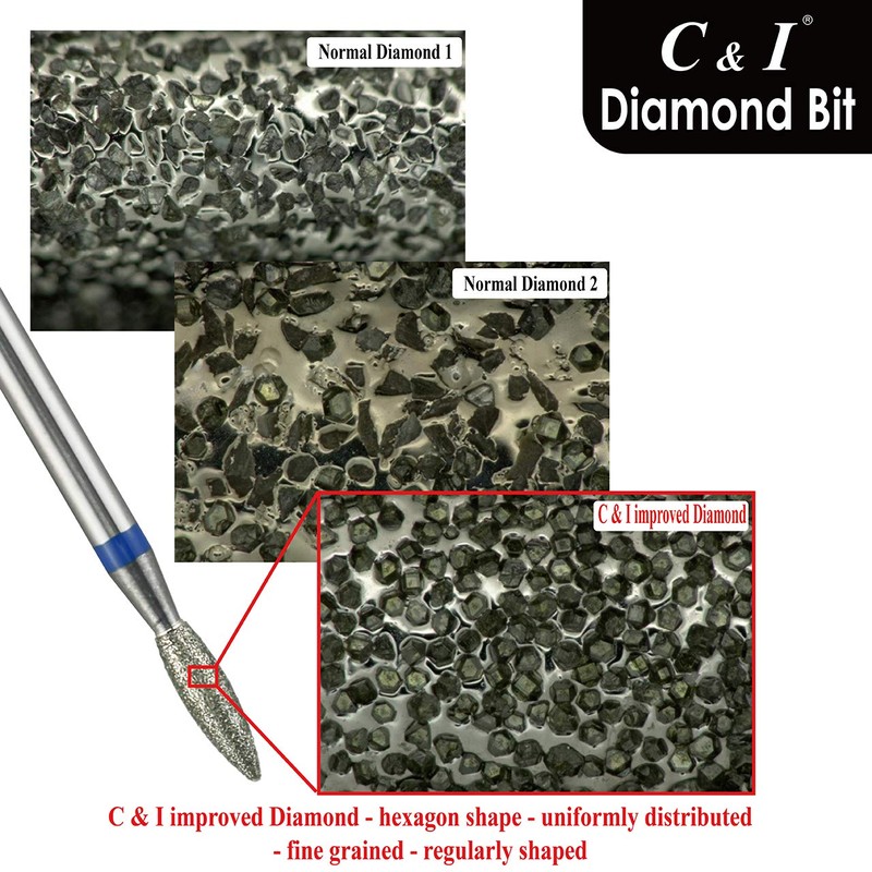C & I Diamond Nail Drill Flame Shape E-File Professional