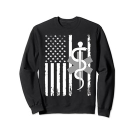EMS EMT First Responder Flag Paramedic American Flag Sweatshirt